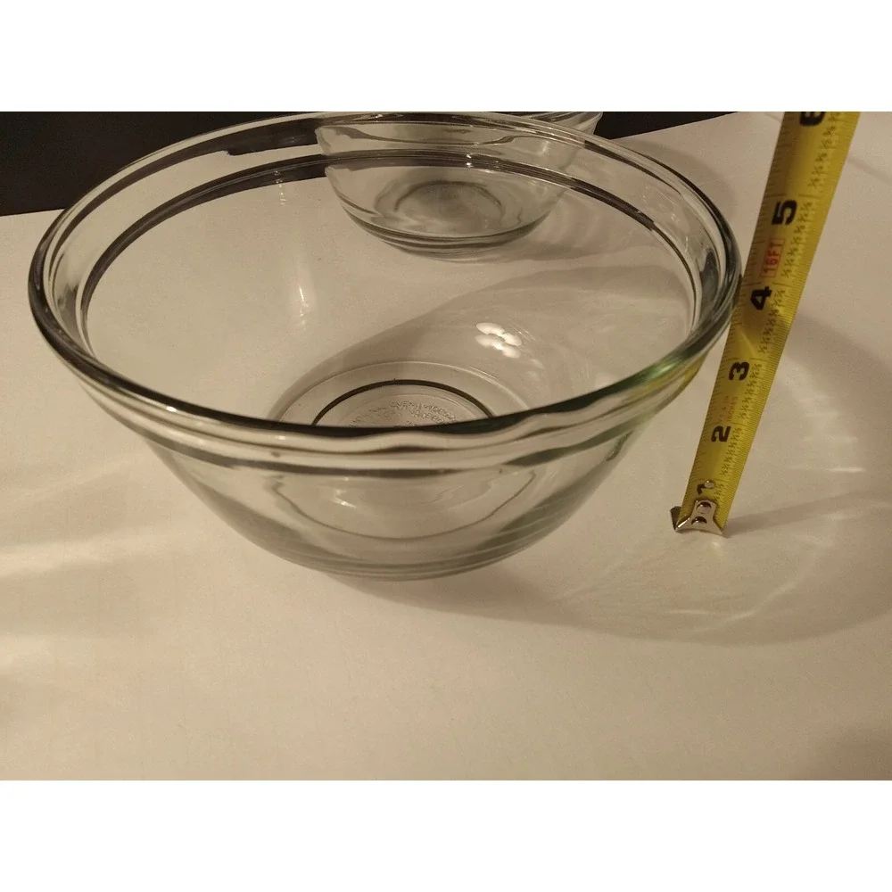 Vintage Anchor Hocking Clear Glass Mixing Bowls Set 1.5qt 2.5qt USA